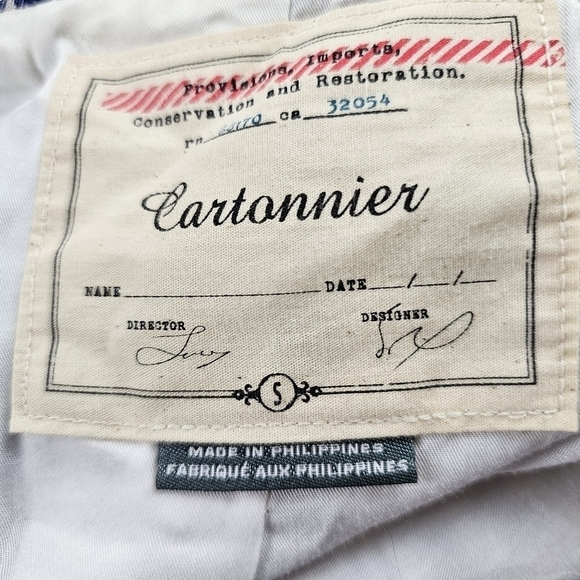 Cartonnier Anthropologie Blue and White Cheetah Print Double Breasted Blazer S - Picture 7 of 8